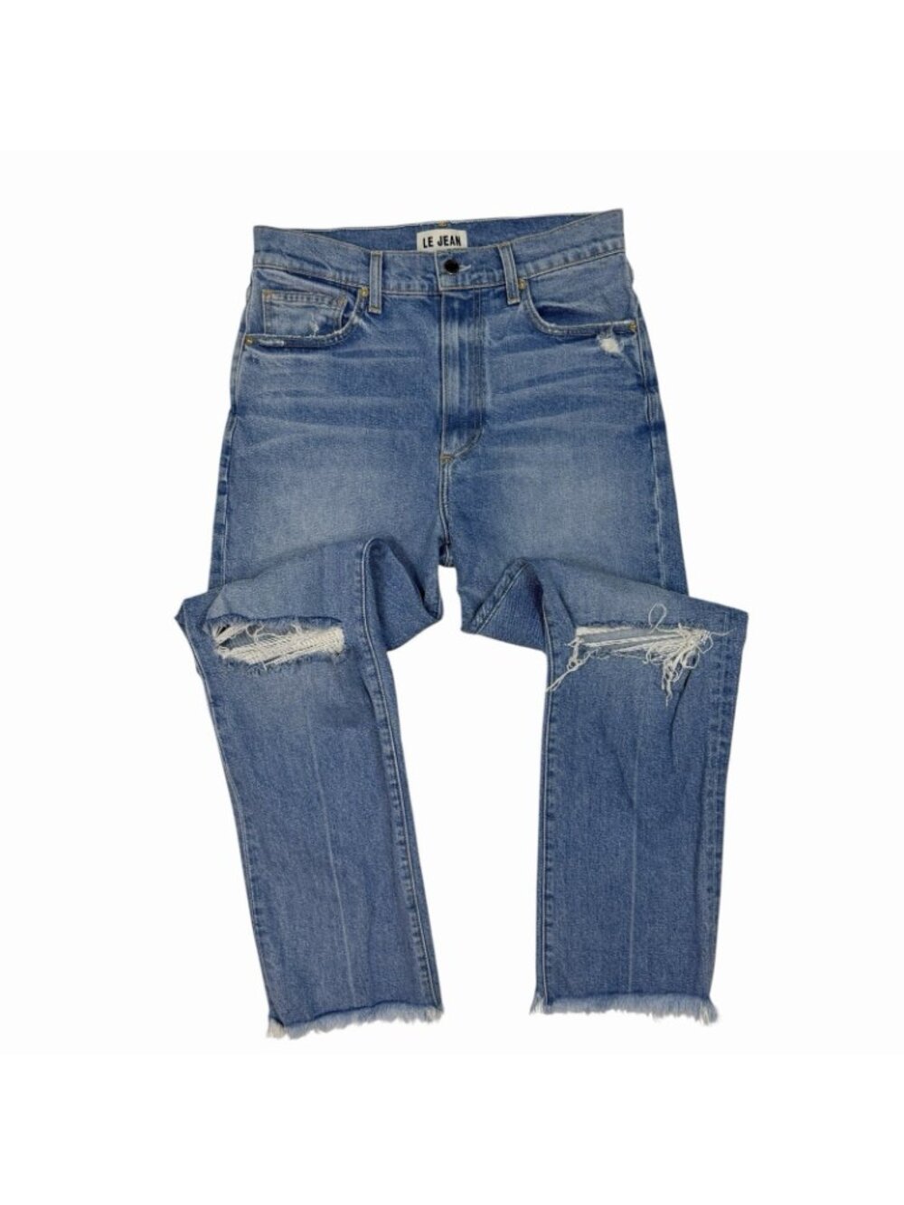 LE JEANS by Charlie Gay Sabine Ankle Straight Size 29 Waist Distressed Raw Hems - Picture 2 of 10